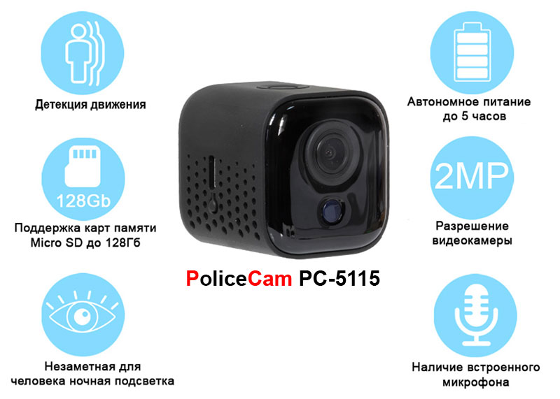 Функционал миниатюрной камеры PoliceCam PC-5115