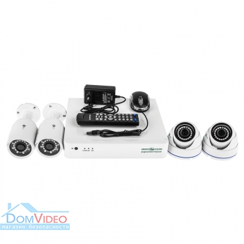Картинка Комплект видеонаблюдения на 4 камеры GreenVision GV-K-S17/04 1080P
