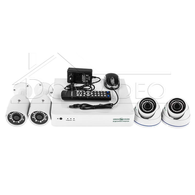 Картинка Комплект видеонаблюдения на 4 камеры GreenVision GV-K-S17/04 1080P