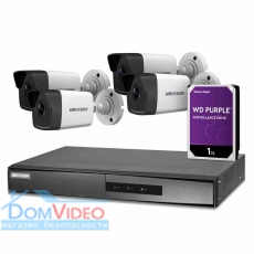 Комплект видеонаблюдения на 4 камеры с PoE Hikvision NK42E0H-1T(WD)