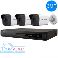 IP комплект видеонаблюдения на 3 камеры Hikvision DS-7604NI-K1/4P-3BS