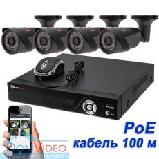 IP комплект видеонаблюдения на 4 камеры 2104IP-4BS PoliceCam